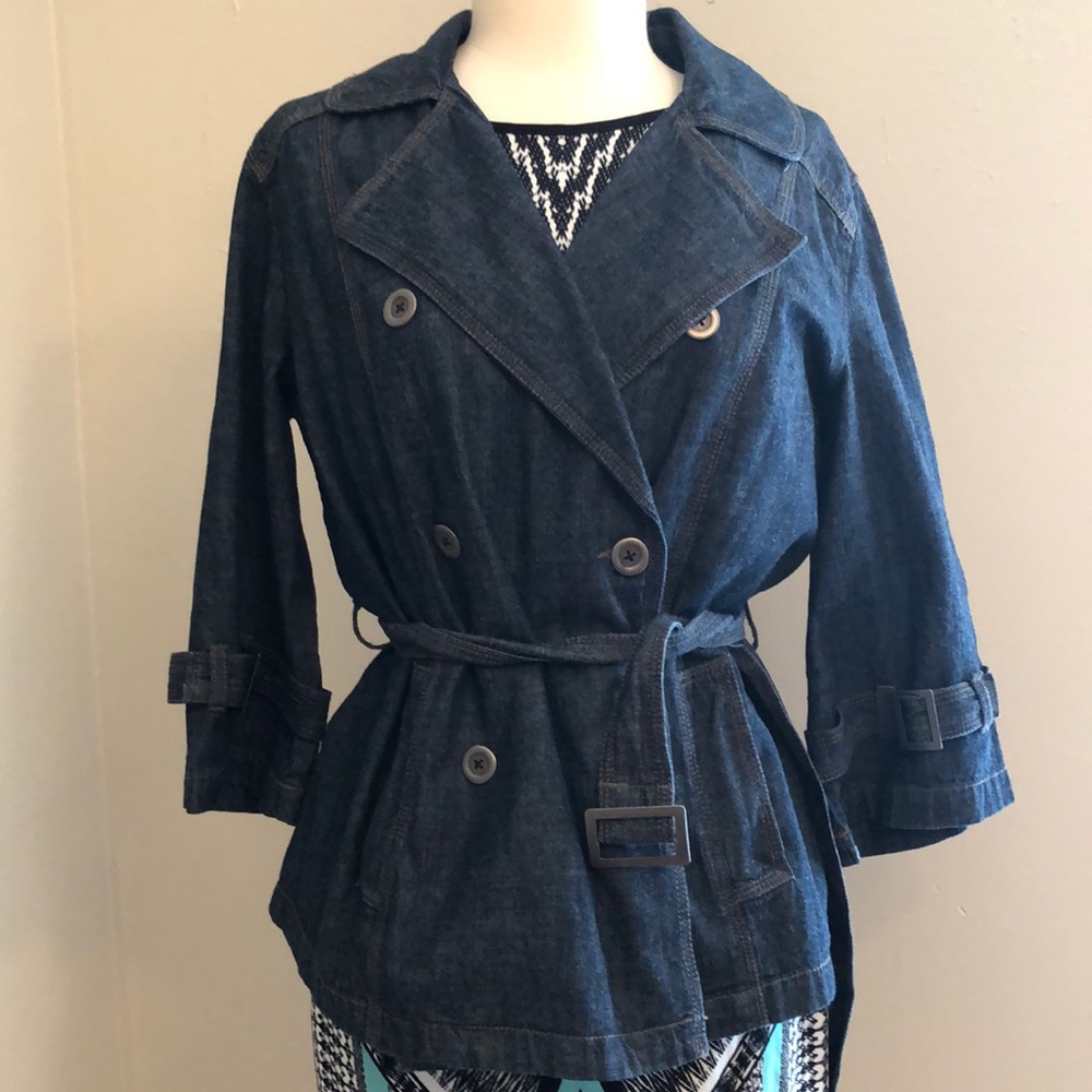 French Cuff Denim Jean Blazer Jacket